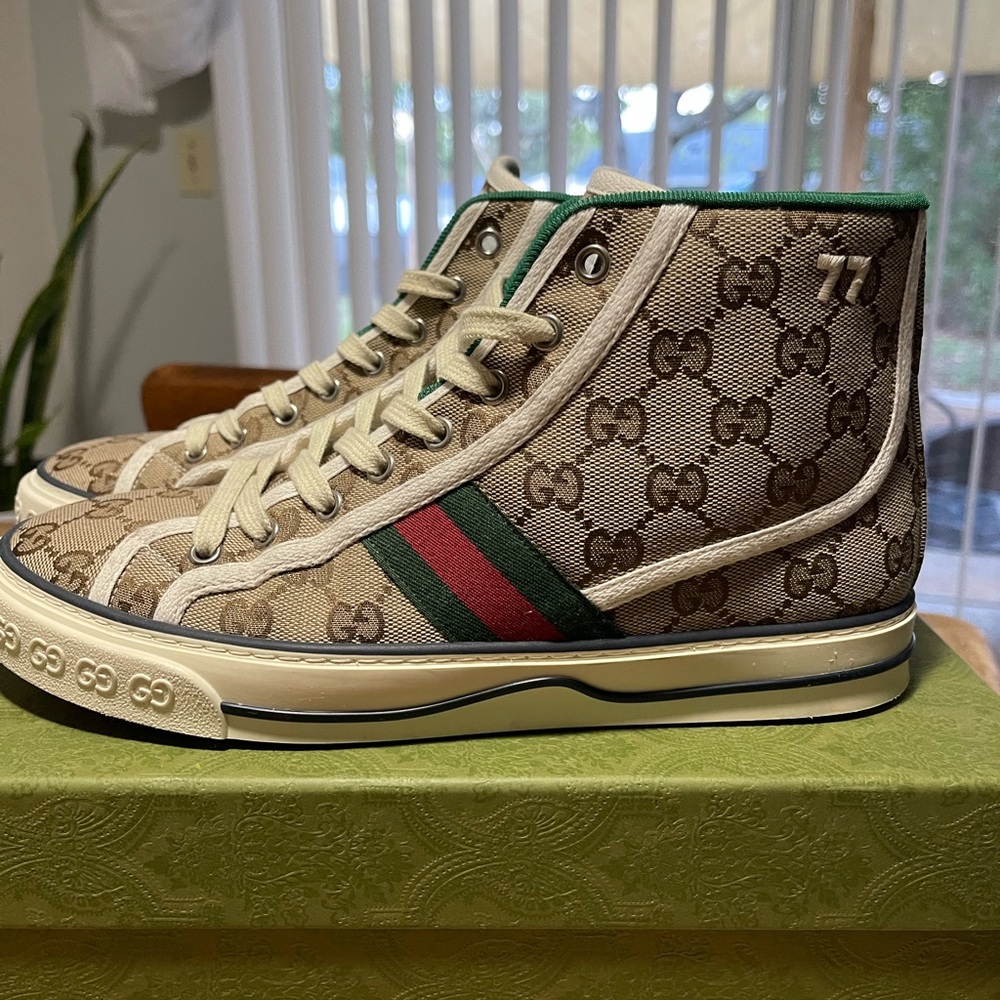 Authentic Gucci women’s Beige High-Top Sneakers
